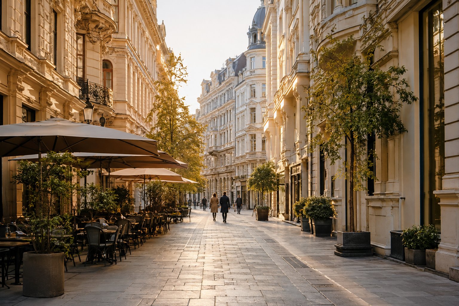 Elegante Wiener Innenstadt mit Kaffeehausterrassen